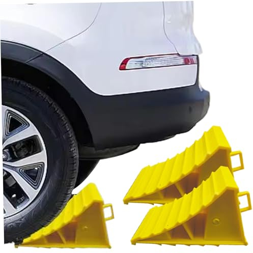 2Pcs Heavy Duty Plastic Wheel Chocks 6x4x4 Inch Non-Slip Car Tyre Stoppers with Handles, Portable Safety Blocks for RV, Trailer, Truck and Caravan Use