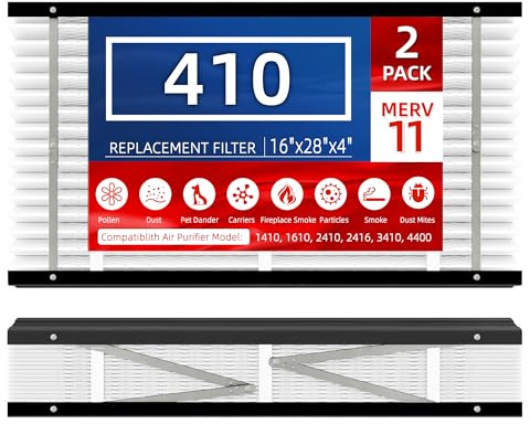 2 Pack, 410 Replacement Filter, Compatible with AprilAire 410 Replacement Filter,Models1410,1610,2410,2416,3410,4400,MERV11 HVAC Furnace Filter,Nominal Size:16x25x4,Actual Size:16x28x4 Air Filter
