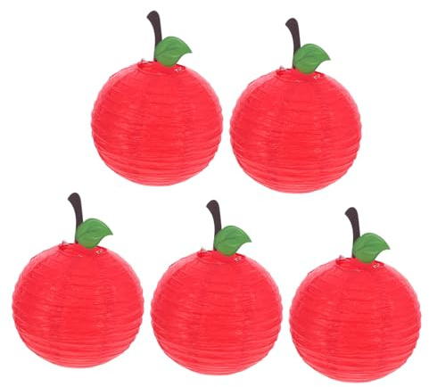 Gatuida 5 Piezas Unidades Farolillos de Papel Forma de Manzana Roja Decoración Colgante Resistente al Color para Fiestas Infantiles Shower y Cumpleaños