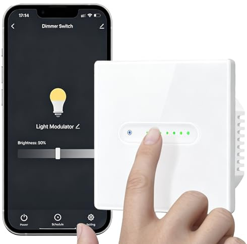 MIUCDA Smart WiFi Dimmschalter 1 Fach 1 Weg, Dimmbar Lichtschalter Unterputz Touch Screen Dimmer Kompatibel mit Alexa & Google Home