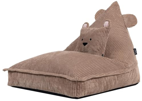 Icon Bertie Bär Cord Sitzsack Kinder mit Füllung, Braun | In Deutschland Hergestellt, Sitzsack Sessel, Weicher Cordstoff, Kinder Sessel für Kinderzimmer und Schlafzimmer