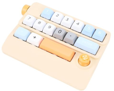 Tosuny Mechanische Nummernpad, 17 Tasten Heiße, Verdrahtete USB Tastatur mit Joystick Steuerung und 12 Beleuchtungsmodi für PC Laptop Gaming Videobearbeitung (Yellow)
