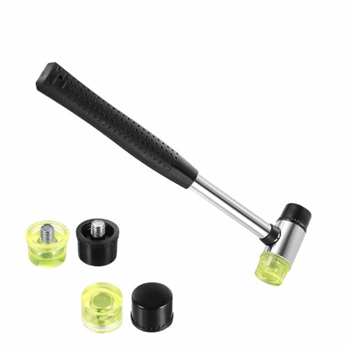 Martillo de Goma 25 mm Nylon Martillo con 4 Cabezas de Martillos Mazo de Doble Cabeza para Cuero Madera Plástico Bricolaje