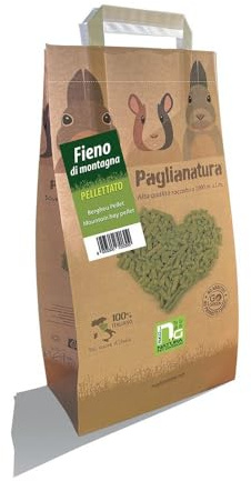 Fieno Pellet 3kg - Alimento Naturale e Bilanciato per Conigli e Roditori