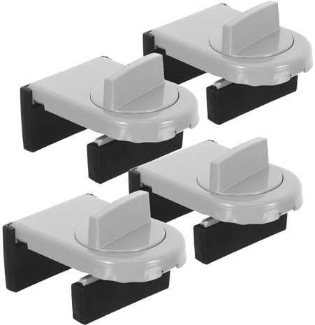 TEHAUX Cerradura para Ventanas Corredizas de Aleación de Aluminio Ajustable 4 Unidades Protección Antirrobo y Seguridad para Cierre Ventana Aluminio para Hogar y Oficina