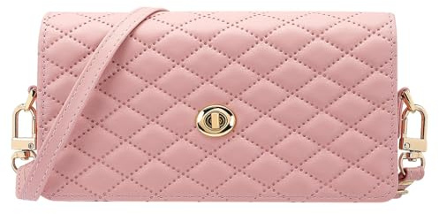 Mini Funda De Teléfono Cruzada para Samsung Galaxy Z Fold Series, Diseño Acolchado con Hardware Dorado, Correa Ajustable, Elegante Y Práctico Monedero Diario (Rosa)