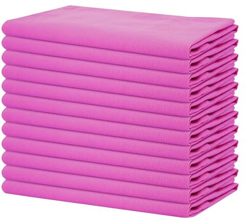 Sweet Needle - Pack of 12-100% Cotton Oversized Dinner Christmas Napkins 45 CM x 45 CM (18 IN x 18 IN), Pink - Heavy weight fabric for daily use with Mitered corners finish, Pink