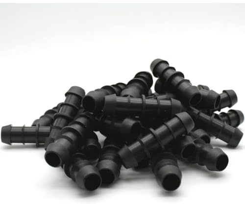 Suinga Enlace para Riego por Goteo 16mm | Pack 10 Conector Recto para Tubería de Polietileno | Manguito de Union Negro para Manguera de Jardin| Accesorio Riego por Goteo