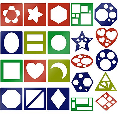 MWOOT 22 Stück Schablonen Zeichnen,Kunststoff Wiederzuverwendend Geometrische Formen Schablone für Lernen und Basteln
