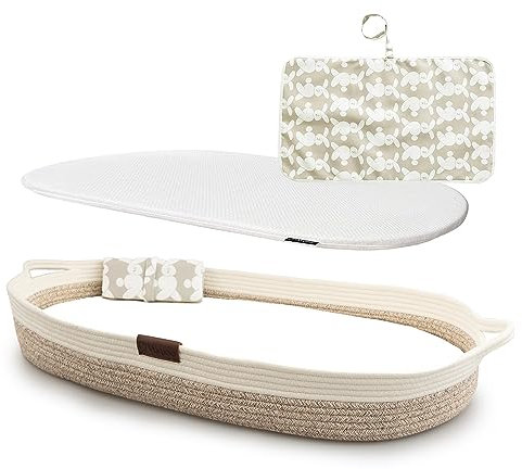 Yunioo Wickelkorb Baby mit Reise Wickelauflage, Weiche, tragbare, wasserabweisende Hülle Babykorb - Geschenke für Baby