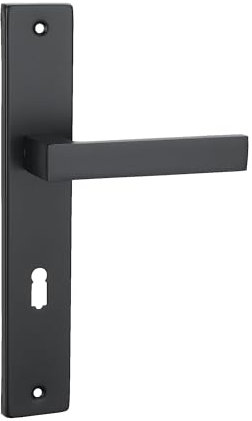 domino Türgriff 72 Drückergarnitur BB-Buntbart Set Langschildgarnitur Türklinke für Zimmertür, Bürotür, Kellertür & Innentür L-Form Türbeschläge aus Aluminiuml Schwarz QUBIK BLACK