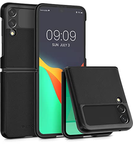 kwmobile Fodral kompatibelt med Samsung Galaxy Z Flip 3 5G - fodral i konstläder - 2X hårt skydd - stötsäkert skydd svart