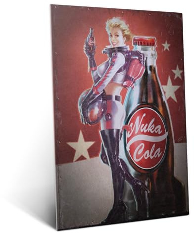 Displate Offiziell Fallout MetallPoster Magnetische Befestigung Inklusive Lizenziert Bilder Hochwertiges Poster Nuka Cola - Nuka-Girl Poster 45 cm x 32 cm