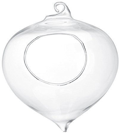 Fdit Hängende Glasvase, Hängender Glaspflanzer mit Tropfenförmigem Design mit Breiter Öffnung für Hausgarten-Büro-Dekoration