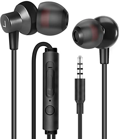 MAS CARNEY WI7 Écouteurs Intra-Auriculaires filaires, écouteurs en métal avec Prise Casque 3,5 mm, contrôle du Volume du Microphone, Noir