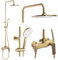 Rea Colonne de douche AVALON GOLD BRUSH Système de douche en laiton pour salle de bain (Or brossé)