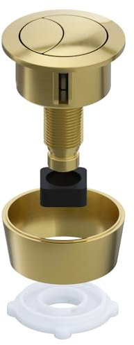SPARES2GO Universal Toilet Cistern Dual Flush Push Button Kit for 20mm 40mm 50mm 60mm Lid Hole (Brushed Brass)