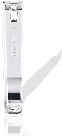 TITANIA Tagliaunghie Professionale per Piedi Grandi con Lima • per Unghie Spesse • per Uomo e Donna • Cromato