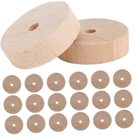 iplusmile 20pcs Miniature Wood Wheels Small Wooden Car Wheels for Crafts DIY Building Model Accessories