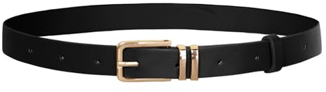 GRACE KARIN Ceinture classique en cuir synthétique pour femme - Ceinture moyenne - Élégante ceinture traditionnelle pour robes et jeans - Avec boucle dorée, Noir , XXL