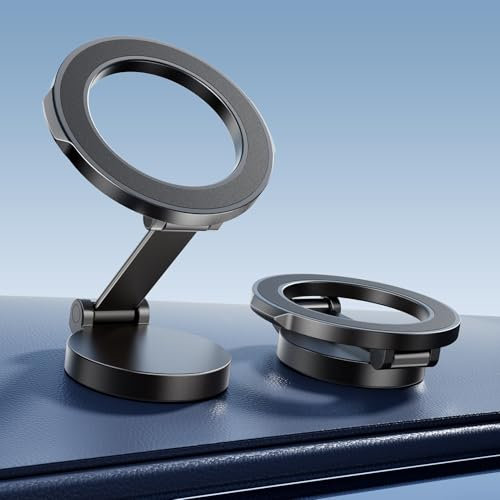 GlasFlength Porta Cellulare Auto Magnetico per MagSafe, Supporto Telefono Auto Pieghevole 360° Rotazione Porta Metallo Telefono Compatibili con iPhone 15 14 13 Pro Max Galaxy S24 S23 Ultra