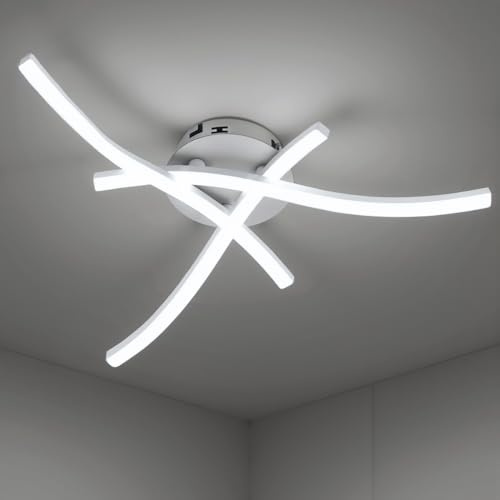 LED Ceiling Light Modern LED Ceiling Lamps with 3 Curved Lamps, 21W 6000K Cold White Light, Elegant Curved Design Ceiling Lights Modern Ceiling Fixture for Living Rooms, Bedrooms and Corridor