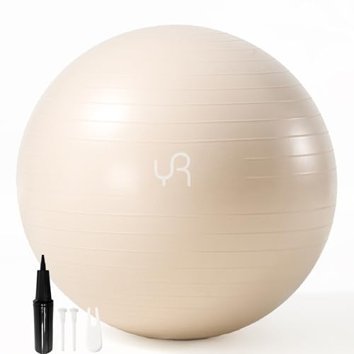 RYTMAT Anti Burst Yoga Ball 55cm Extra Thick Gym Ball with Inhalation Tube Anti Slip Exercise Ball for Yoga Pilates Labour Balls Chair for Balance Core Training