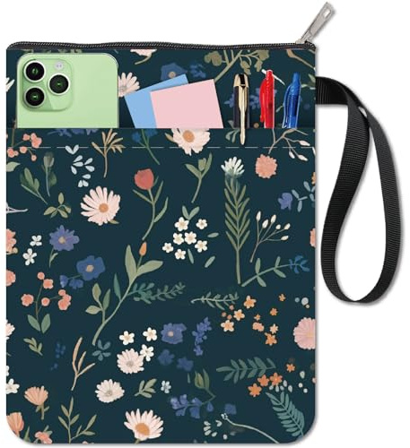 craspire Couvertures de Livres à Fleurs Housses de Livres à Plantes Protection de Livres pour Livres de Poche Couverture de Livre en Tissu Lavable avec Fermeture Éclair et Pochette Supplémentaire