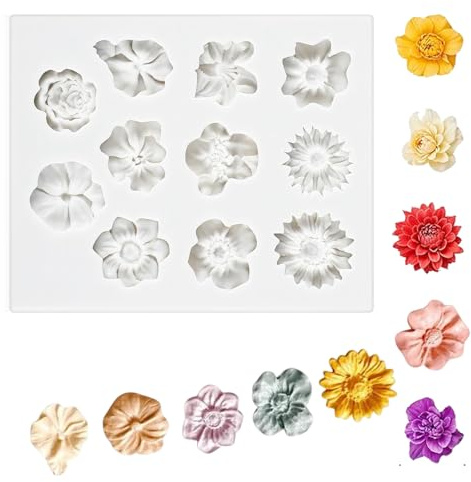 Molde de silicona Mini 3D Moldes Reposteria Molde | Reutilizables Silicona de Flores Molde Flores Fondant para Caramelos, Chocolate, Decoración de Pasteles DIY