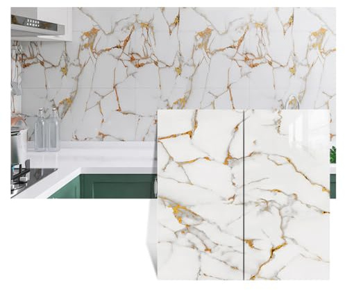 YFQHZDS Panneaux Muraux De Douche en PVC Imperméables, Effet Marbre, À Décoller Et À Coller, pour Dosseret De Salle De Bain, Chambre À Coucher Et Cuisine, 60 X 30 Cm,Style34,16pcs