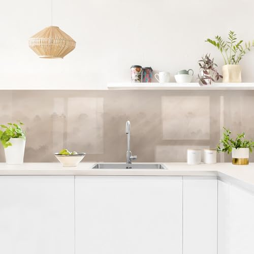 micasia Crédence de cuisine adhésive imperméable forêt sans joint revêtement mural jungle film rigide mat beige fond de hotte style tropical 2260 (245x70cm)