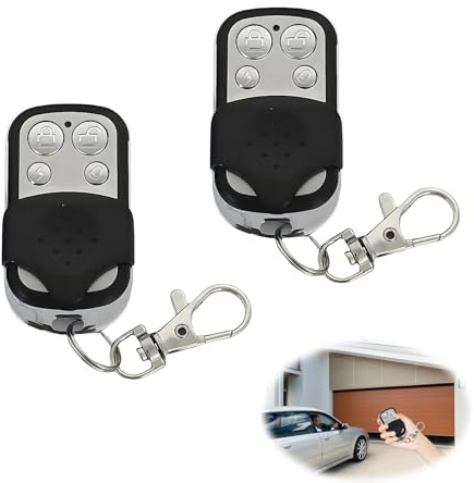 2Pcs Universal Garage Door Opener Remote, 433MHz Universal Automatic Gate Remote Control Garage Door Control Key Fob with 4 Buttons and Key Cover for Roller Shutters Car Alarms Electric Gates