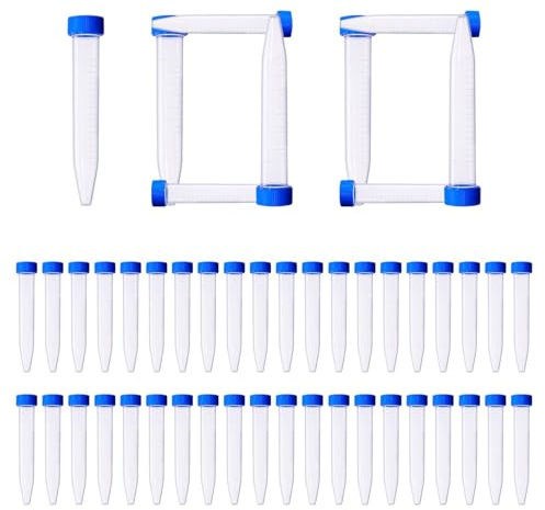 100 pièces,Tube transparent avec couvercle,10 ml,Tubes à essai plastique,Tube à centrifuger,Tube à Centrifuger en Plastique,Tube à essai en plastique pour centrifugeuse,avec échelle,avec bouchon