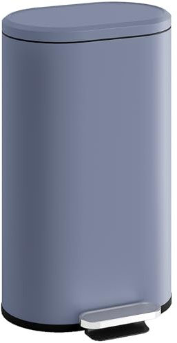 HOMCOM 30L Kitchen Bin with 90° Stay-Open Lid, Slim Rectangular Pedal Bin with Soft-Close Lid, Removable Inner Bucket for Home Office, Fingerprint-Resistant, Grey