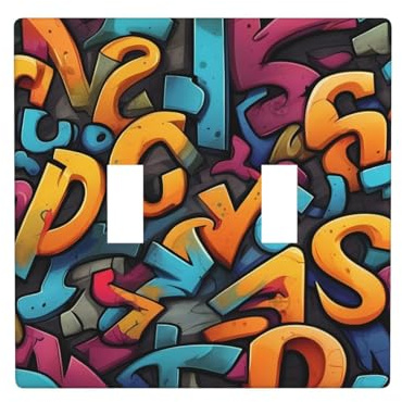 WZYWHJ Panneau thermoplastique imprimé lettres de style graffiti pour interrupteur mural décoratif qui n'est pas facilement endommagé
