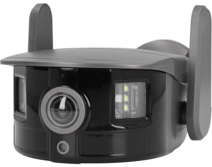 SUPYINI 3 MP utomhusövervakningskamera, HD 1080P, fiskögonobjektiv, vidvinkelövervakningskamera, 165° vy, automatisk spårning, 350° rotation med smart natt för hemmet, (EU-kontakt)