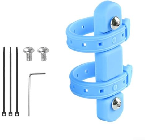 Besttoolifes Adaptateur réglable pour porte-bouteille d'eau, support de bouteille en silicone pour vélo – sans perçage, résistant aux chocs, antidérapant, compatible avec la plupart des vélos (bleu)