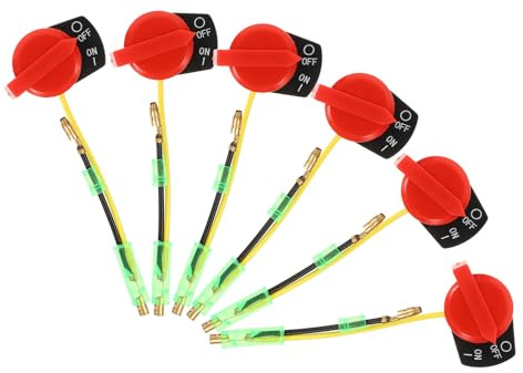 Uonlytech 6 Pezzi Interruttore di Arresto Motore On off a Due Linee per Macchine a Benzina, Compatibile Generatori, Tagliaerba e Pompe, Accessorio di Ricambio per Utensili da Giardino