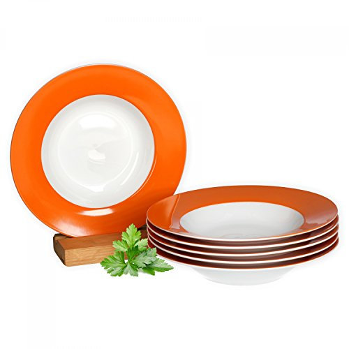 Van Well Suppenteller Set Porzellan Serie Vario - Farbe wählbar Orange