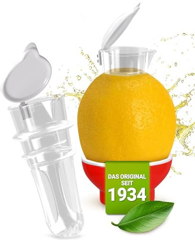 Patent-Safti Entsafter I Der originale Safti Ausgießer für Zitronen, Orangen etc. I Einfacher als jede Zitronenpresse oder Saftpresse I (Rot)