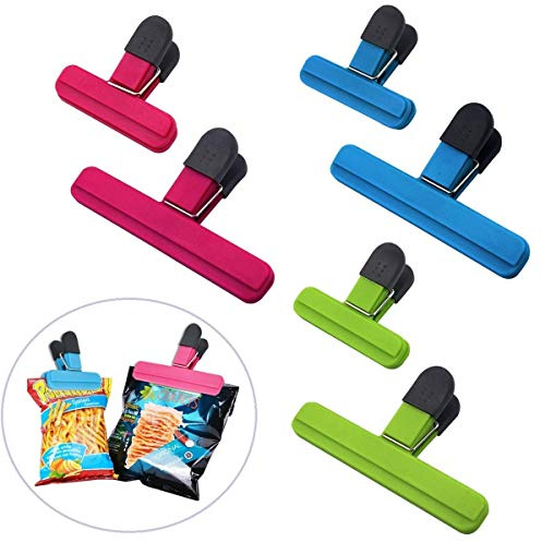 ddLUCK Lebensmittel-Clips, Nahrungsmittel Beutel Sealing Clips (6Pcs) | Luftdichter Verschluss für Kaffeekartoffeln und Lebensmittelbeutel, Kunststoff, verschiedene Farben, strapazierfähig