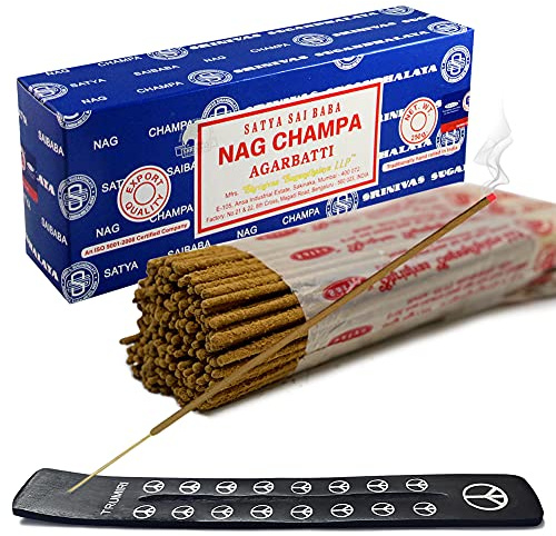 TRUMIRI Incense Stick Holder Bundle with Satya Sai Baba Nagchampa 250g Bulk Incense Sticks Nag Champa Agarbatti - Pack of 1 (Approx 250 Insence-Sticks)