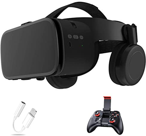 JYMYGS Lunette 3D VR, Casque de Réalité Virtuelle, Casque VR, Contrôleur Bluetooth Smartphone pour iPhone 13 Pro Max/13 Pro/13/12/11, pour Samsung Galaxy S21, Huawei, Xiaomi séries