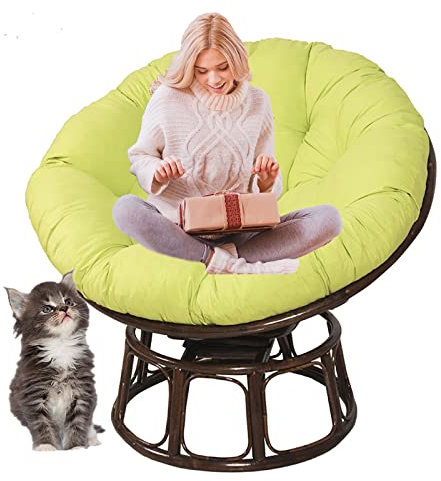 SRHWBF Polster Für Papasansessel Auflage Papasan Stuhlkissen Dicke Runde Sitzpolsterung Bequeme Übergroße Liege Wicker Hanging Egg No Chair (Light Green Ø160cm/63 in)