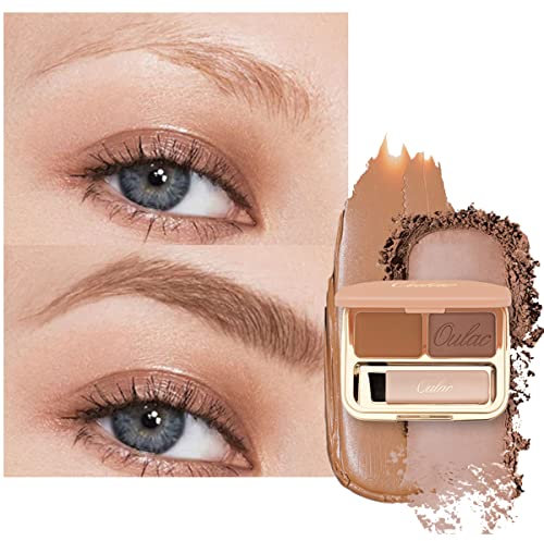 Oulac Brown Eyebrow Powder 2 Colours Fills & Contours Brows with Brow Brush & Mirror, Long Lasting Eye Brow Pomade, WaterProof Eyebrow Gel for Light Brown Hair, 3.2 g, Ginger