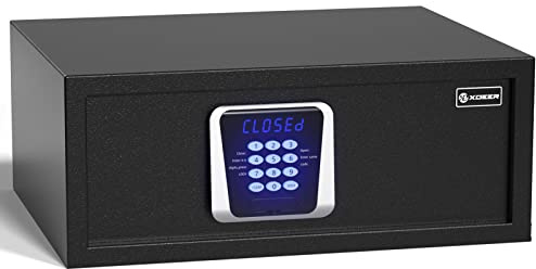 XDeer Hotel Safe 1.39 Cubic Feet Home Safe Personal Document Steel Security Safe Box With Hotel-Style Digital Electronic Lock/Sensor Light/Silent Mode - Black 1PCS