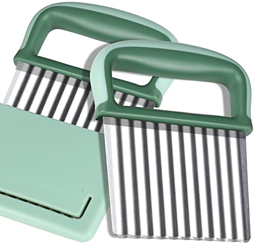 HNYYZL Crinkle Cutter,Wavy Crinkle Cutter Stainless Steel 2 PCS,Wavy Knife,Cutting Tool for Veggies,French Fry Potatoes