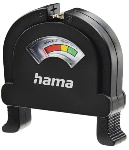 HAMA | Testeur de charge de piles (compteur universel de piles à usage unique, ou rechargeables, compatible avec 6 types de piles) couleur noire