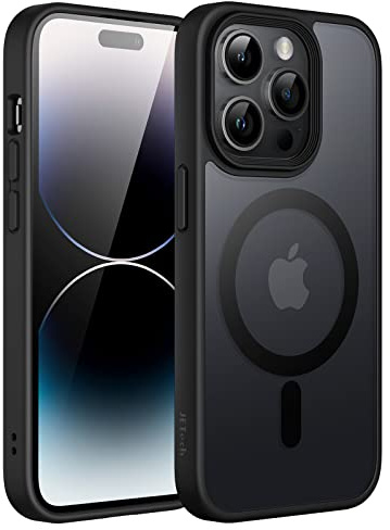 JETech Magnetic Case for iPhone 14 Pro Max 6.7-Inch Compatible with MagSafe, Translucent Matte Back Slim Shockproof Phone Cover (Black)