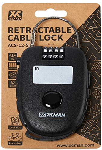 XCMAN Snowboard Lock with 30inch Ski Lock, Ski Locks Cable Retractable, Snowboard Lock Cable,Bike Locks and Suitcases,Secure 4-Digit